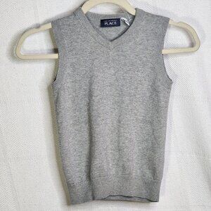 The Children's Place Grey 100% Cotton Sleeveless V Neck Sweater Vest Size 5T